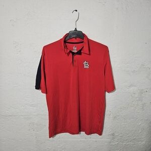 St. Louis Cardinals Majestic Golf Polo Mens XL Red & Navy With STL Logo